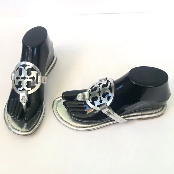 Tory Burch Women's Silver Thong Sandals Size 6.5M
