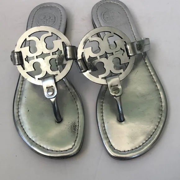 Tory Burch Women's Silver Thong Sandals Size 6.5M