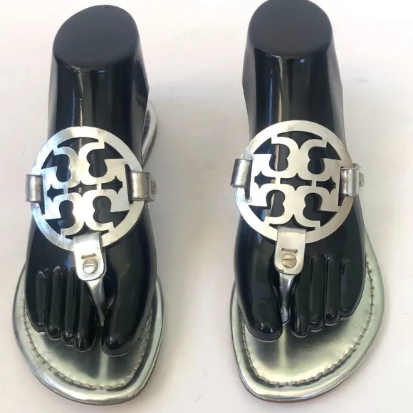 Tory Burch Women's Silver Thong Sandals Size 6.5M