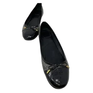 Tory Burch Work Size 9.5 Verbena Gray Black Snake Print Patent Leather Flats