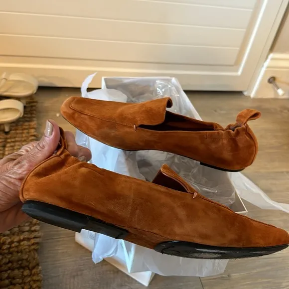 *TOTEME*  The Travel suede loafers slip on flats size 7.5 COGNAC