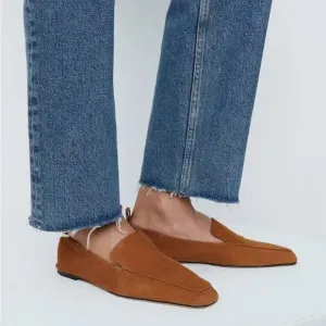 *TOTEME*  The Travel suede loafers slip on flats size 7.5 COGNAC
