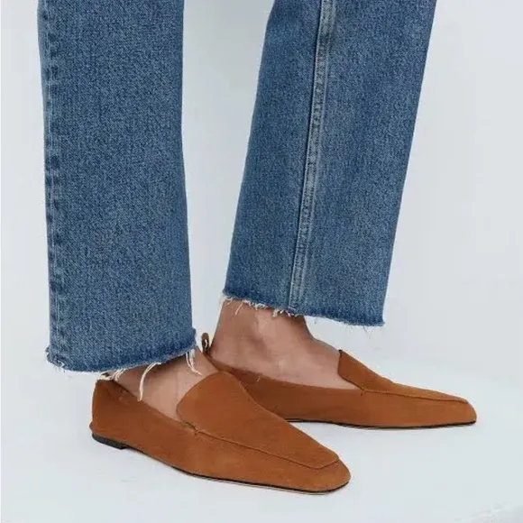 *TOTEME*  The Travel suede loafers slip on flats size 7.5 COGNAC