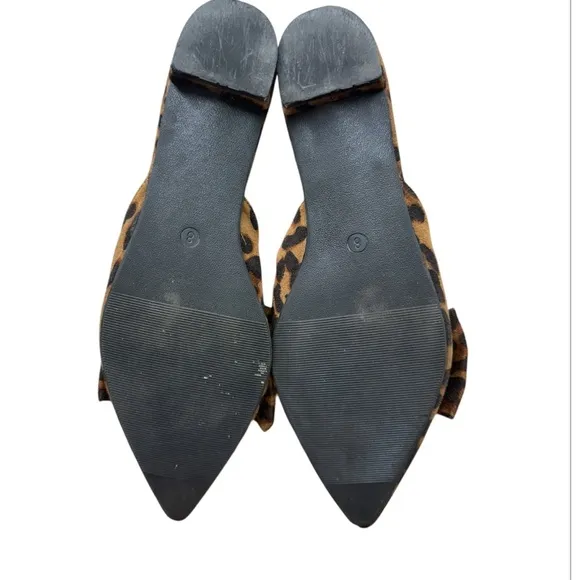 Trary Women's Backless Loafers Mule Shoes Leopard Print, Pointed Toe Flats Sz 8