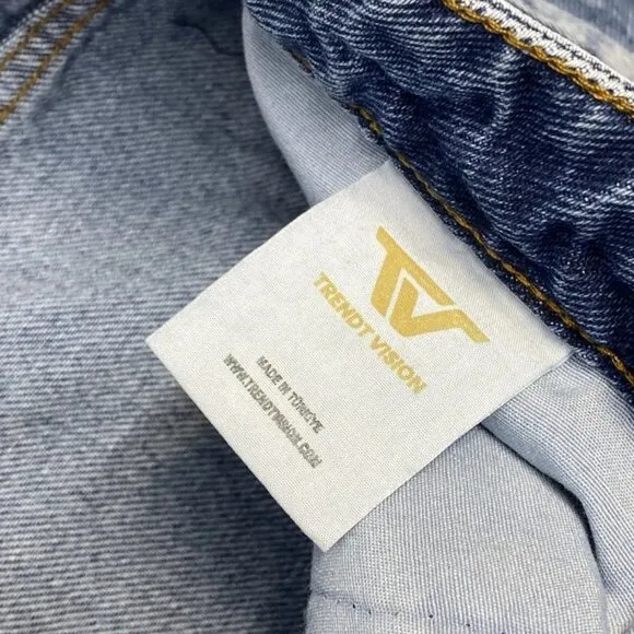 Trendt Vision Men's Jeans Blue Size M Baggy Whisker Wash Denim NWT