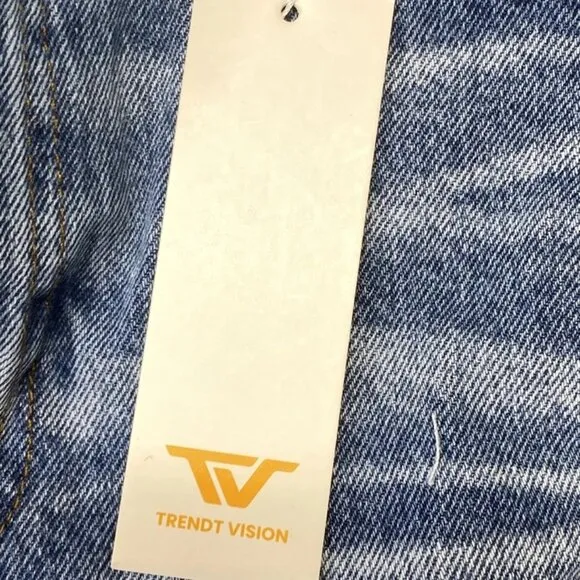 Trendt Vision Men's Jeans Blue Size M Baggy Whisker Wash Denim NWT