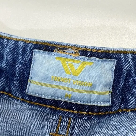 Trendt Vision Men's Jeans Blue Size M Baggy Whisker Wash Denim NWT