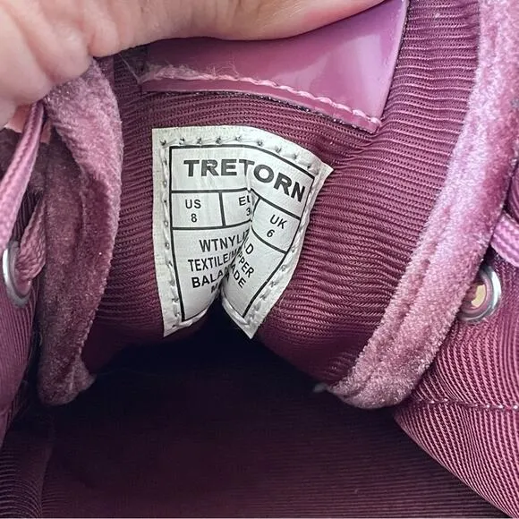 Tretorn Nylite 4 Bold Mauve Pink Crushed Velvet Platform Sneakers 8