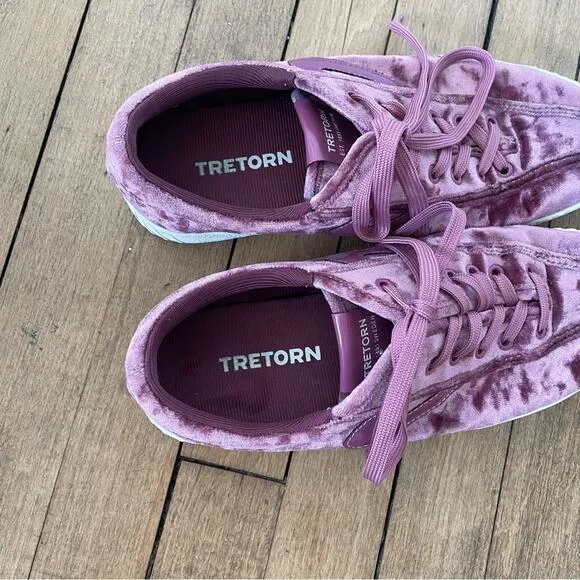 Tretorn Nylite 4 Bold Mauve Pink Crushed Velvet Platform Sneakers 8