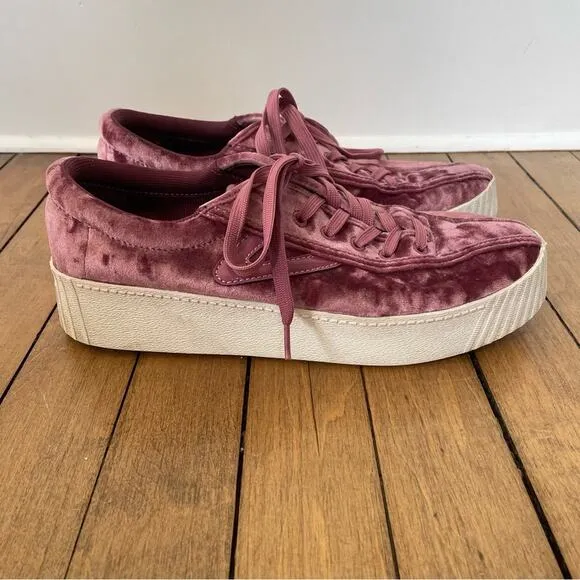 Tretorn Nylite 4 Bold Mauve Pink Crushed Velvet Platform Sneakers 8