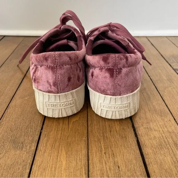 Tretorn Nylite 4 Bold Mauve Pink Crushed Velvet Platform Sneakers 8