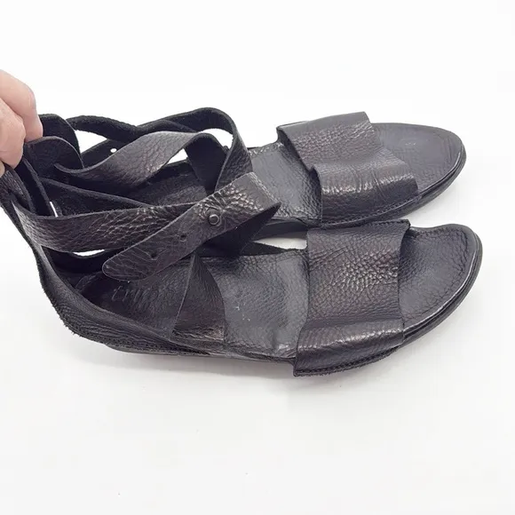 Trippen Coil F Sandal In Waw Black Gladiator Leather Germany Made Size 9.5 41