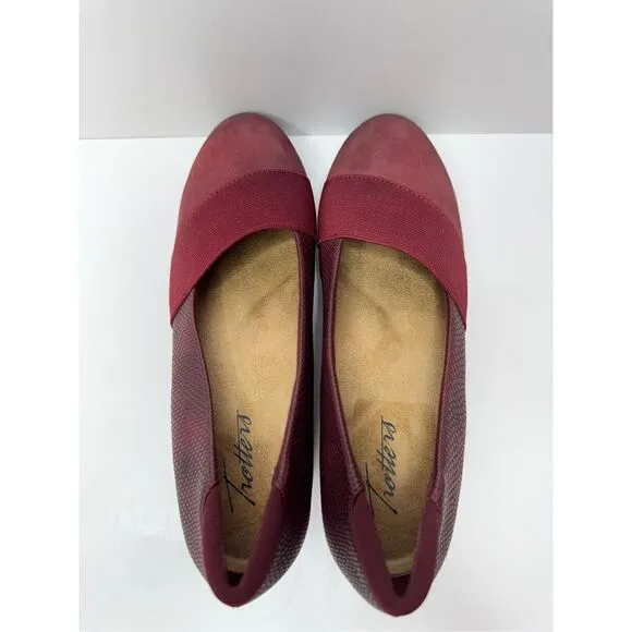 Trotters Loafers Womens Size 5 Red Wine Leather Padded Slip On Casual Shoes NEW
