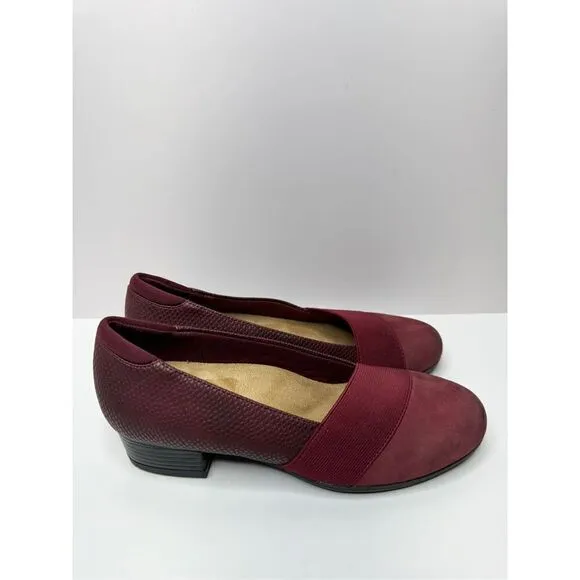 Trotters Loafers Womens Size 5 Red Wine Leather Padded Slip On Casual Shoes NEW
