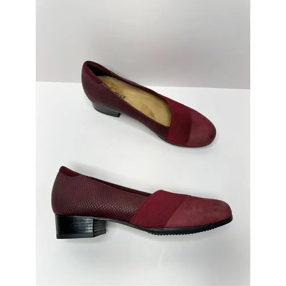 Trotters Loafers Womens Size 5 Red Wine Leather Padded Slip On Casual Shoes NEW