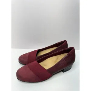 Trotters Loafers Womens Size 5 Red Wine Leather Padded Slip On Casual Shoes NEW
