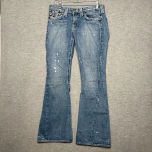 True Religion Y2K Joey Big T‎ Flare Jeans thick stitching Made in USA 30X31