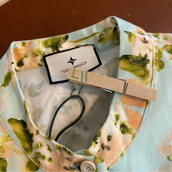 Tuckernuck Aqua Watercolor Royal Shirt Dress size xs nwt easter wedding garden