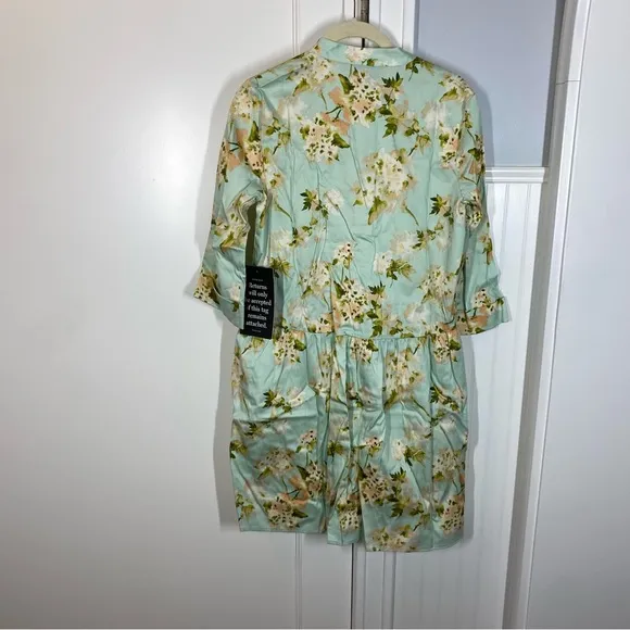 Tuckernuck Aqua Watercolor Royal Shirt Dress size xs nwt easter wedding garden