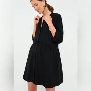 TUCKERNUCK Black Stretch Crepe Royal Shirt Dress