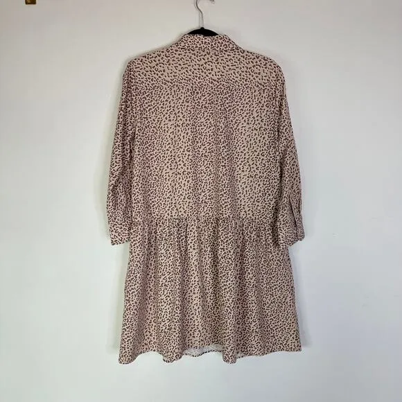 Tuckernuck Light Leopard Hayes Drop Waist Mini Dress Size Medium