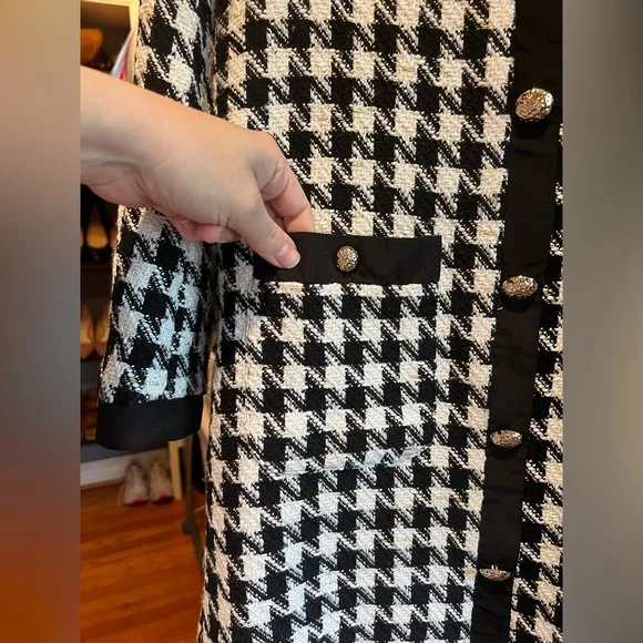 Tuckernuck Pomander Place Coco Black White Gold HoundstoothTweed Dress