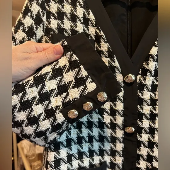Tuckernuck Pomander Place Coco Black White Gold HoundstoothTweed Dress