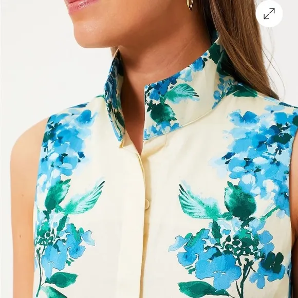 Tuckernuck Water's Edge Hydrangea Sleeveless Charlie Dress size large nwt new
