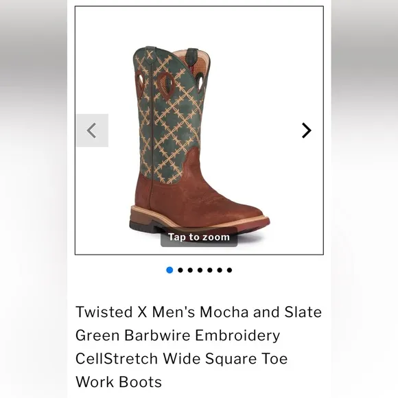 Twisted X Cell Stretch Wide Square Toe Work Boots 8.5 D
