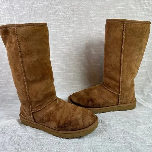 Ugg Australia Tall Brown Shearling Boots Women's Size 8 - Winter / Cozy