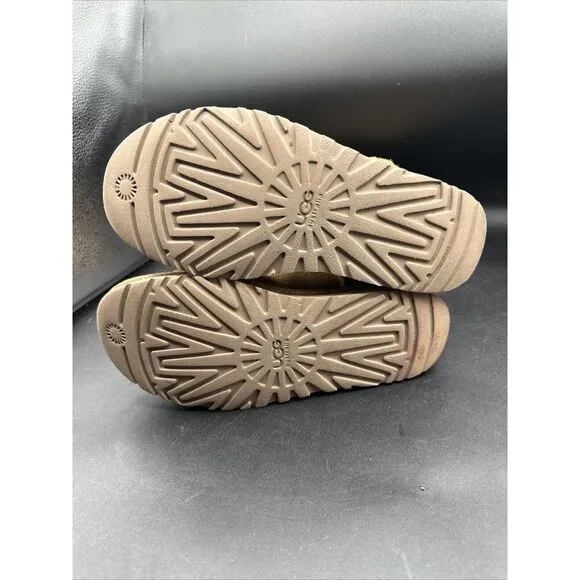 UGG Australia Womens 6 Tan Suede Floral Embroidered Juliette 10&quot; Boots Shearling