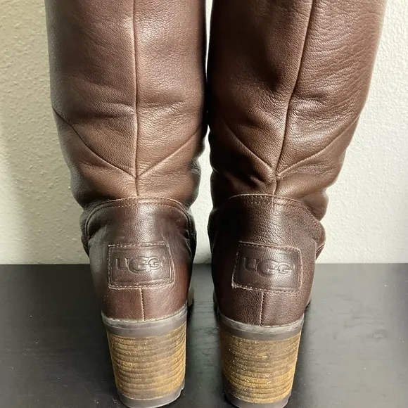 UGG Avery Stout Leather Water Resistant Cuffable High Heeled Boots Women's 8.5‎