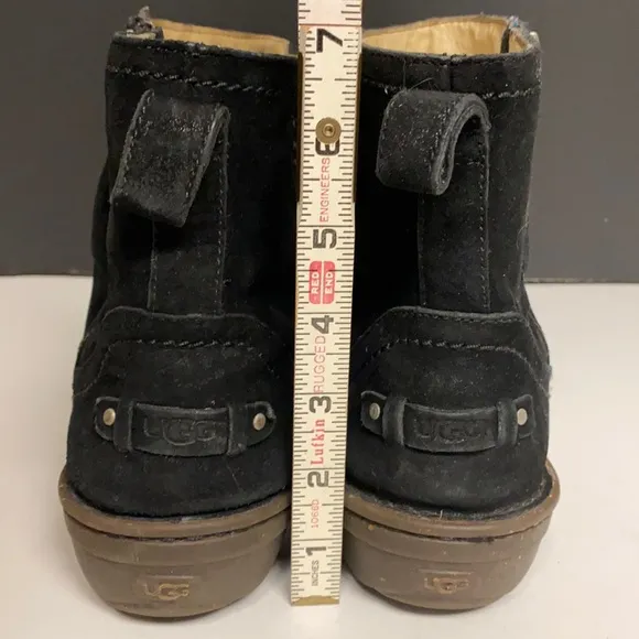 UGG Black Suede Wool Lined Zipper Ankle Boots Sz 8