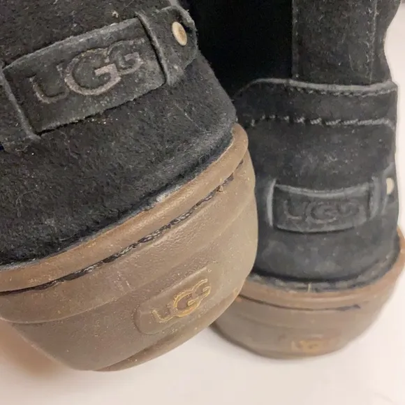 UGG Black Suede Wool Lined Zipper Ankle Boots Sz 8
