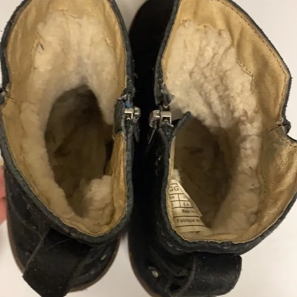 UGG Black Suede Wool Lined Zipper Ankle Boots Sz 8
