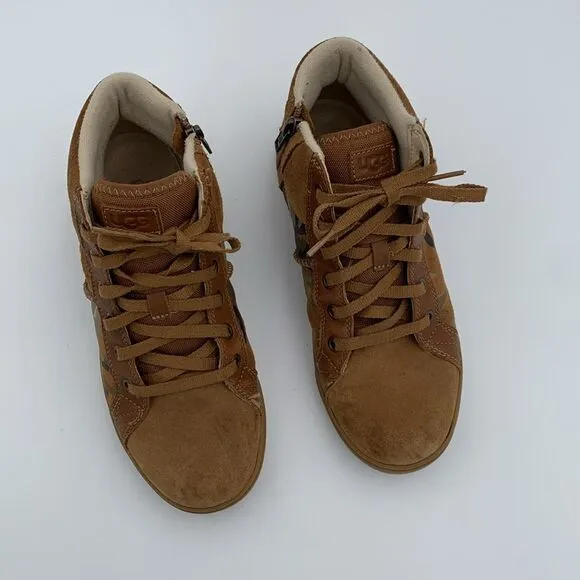 UGG Boscoe camouflage tan brown suede leather boys boots size 5/37