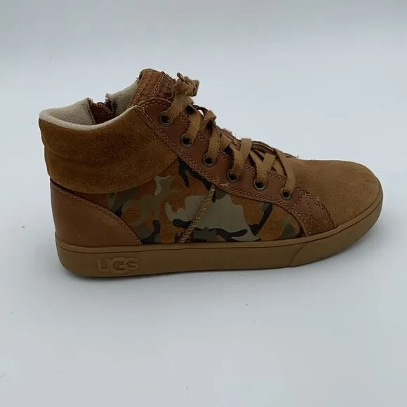 UGG Boscoe camouflage tan brown suede leather boys boots size 5/37