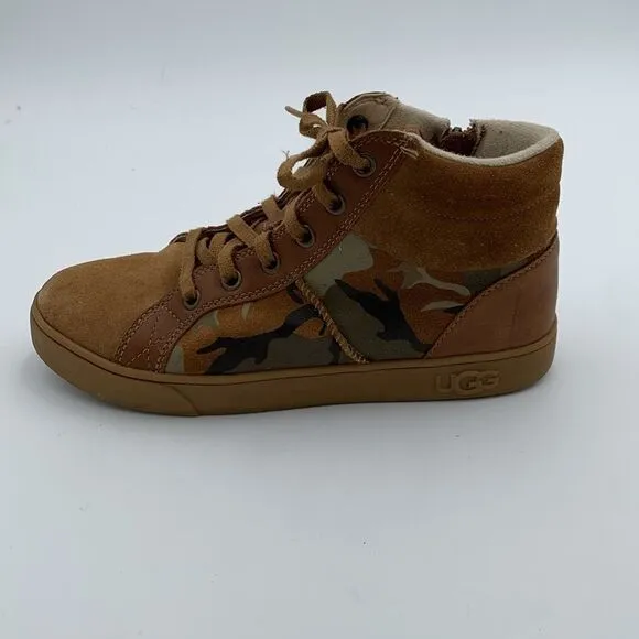 UGG Boscoe camouflage tan brown suede leather boys boots size 5/37