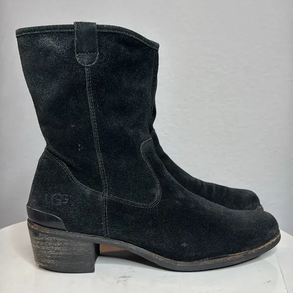 UGG BRIAR BURNISHED BLACK SUEDE WESTERN STYLE WINTER BOOTS