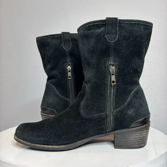 UGG BRIAR BURNISHED BLACK SUEDE WESTERN STYLE WINTER BOOTS