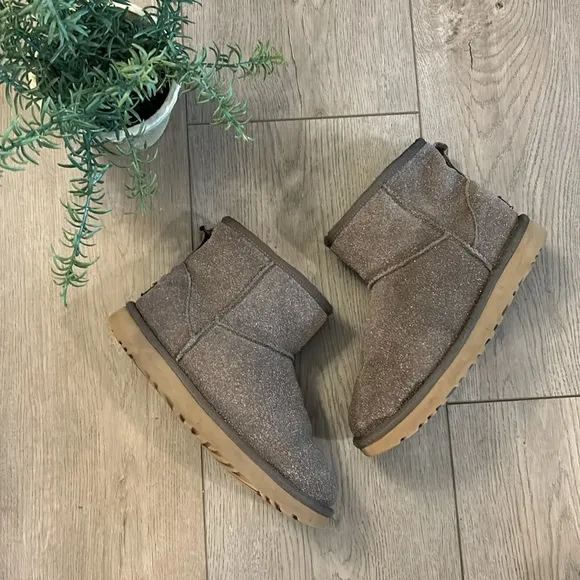 UGG Brown and Gray Ankle Boots with Plush Lining
