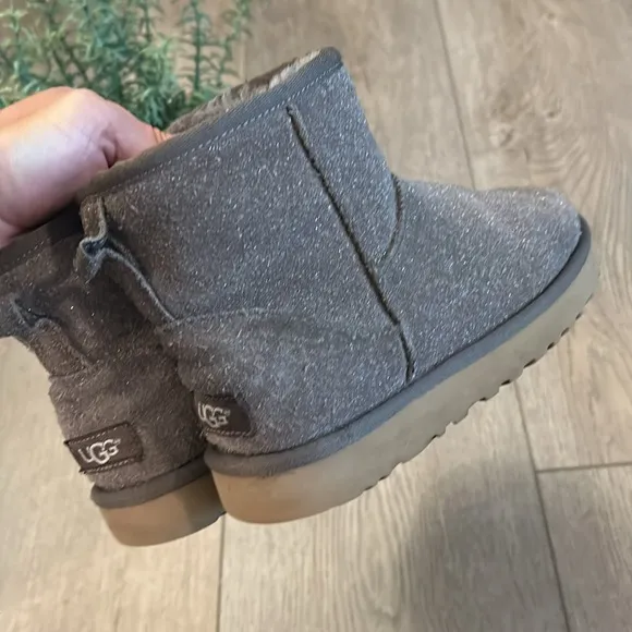 UGG Brown and Gray Ankle Boots with Plush Lining