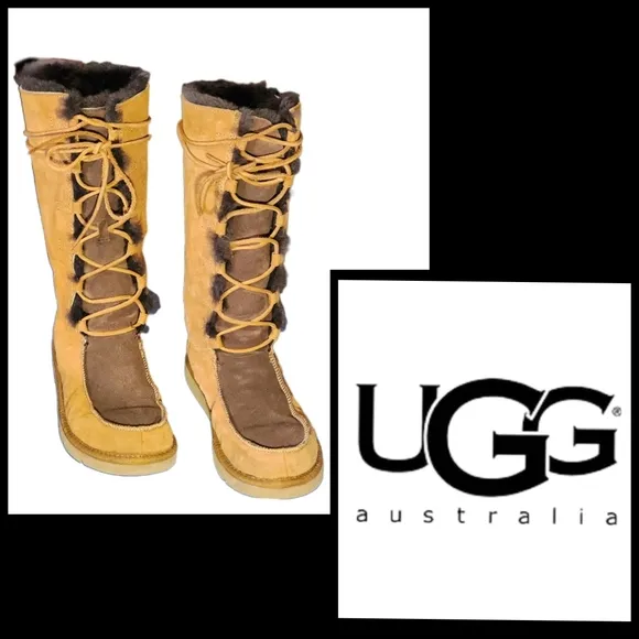 UGG Chestnut Uptown Sheepskin Lace Up Boots