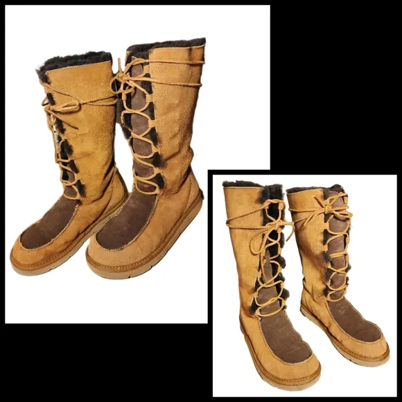 UGG Chestnut Uptown Sheepskin Lace Up Boots