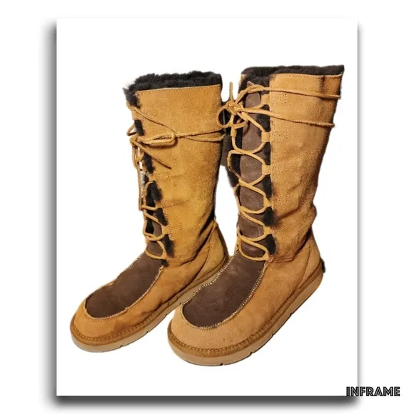 UGG Chestnut Uptown Sheepskin Lace Up Boots