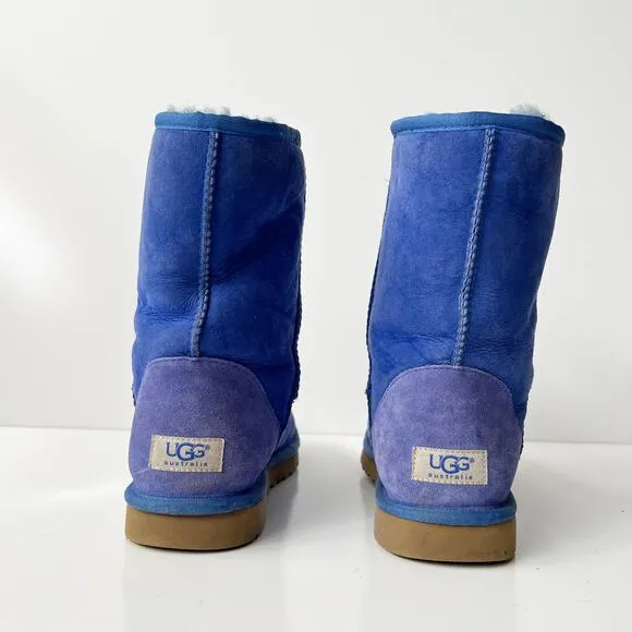 UGG Classic Short II Deep Periwinkle Blue Boots Suede Women's Size 9