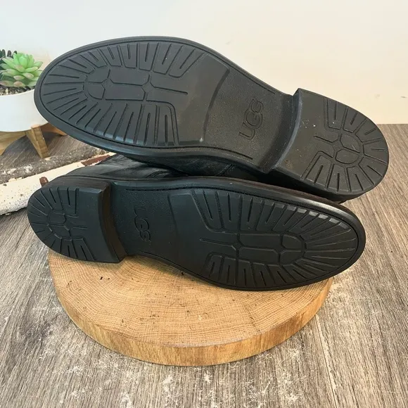 *UGG |  Graham Monk-Strap Buckle Boots in Black Distressed Leather Size 12.5