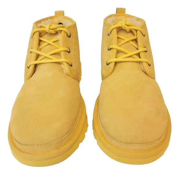 UGG New Neumel Yellow Suede Chukka Fully Lined Ankle Boots Mens Size 10