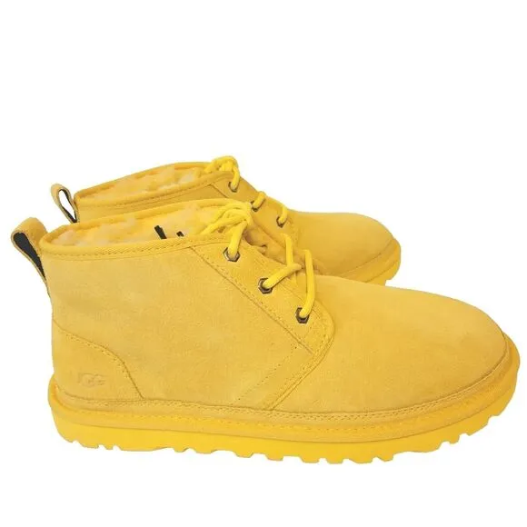 UGG New Neumel Yellow Suede Chukka Fully Lined Ankle Boots Mens Size 10