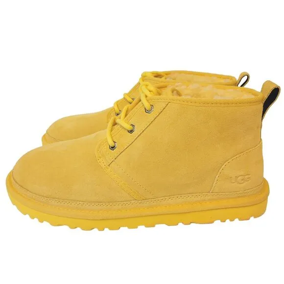 UGG New Neumel Yellow Suede Chukka Fully Lined Ankle Boots Mens Size 10